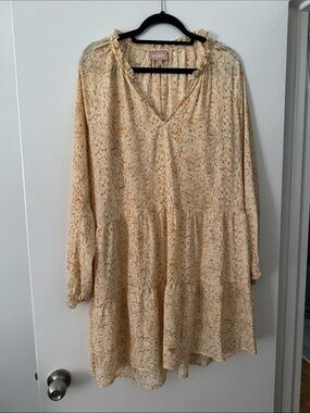 Show Me Your MuMu Cream Printed Tiered Long Sleeve Dress